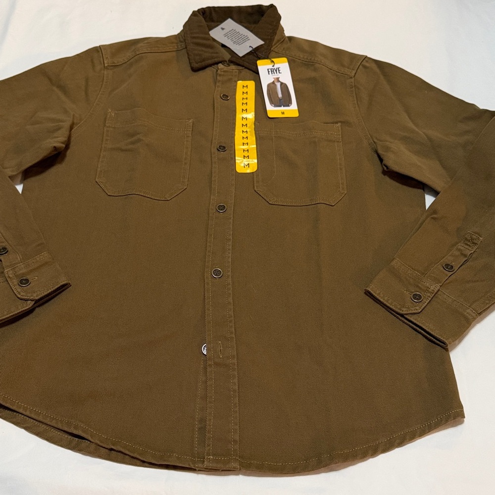 Frye Barn Denim Shacket with Brown Collar M, L NWT